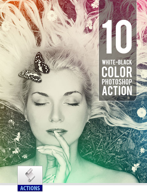 10 White-Black Color Photoshop Actions - 10439995