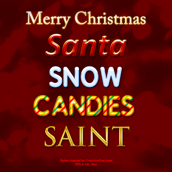 Christmas Photoshop text styles